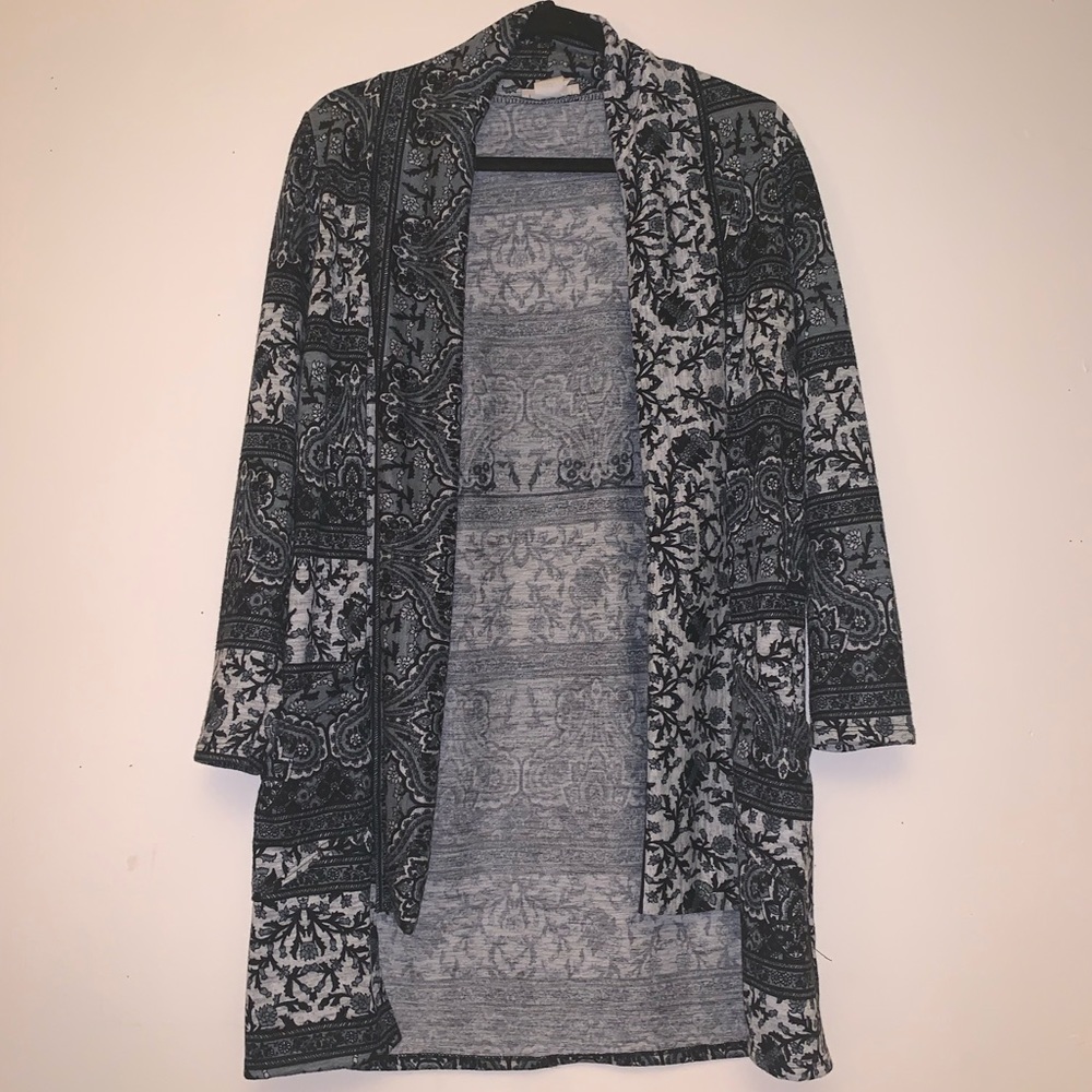 Patterned Long Grey Cardigan (with pockets!)